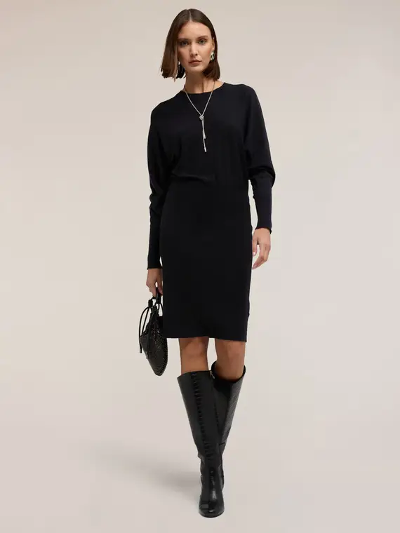 Vestito in maglia con maniche kimono Donna, Nero miniatura 3