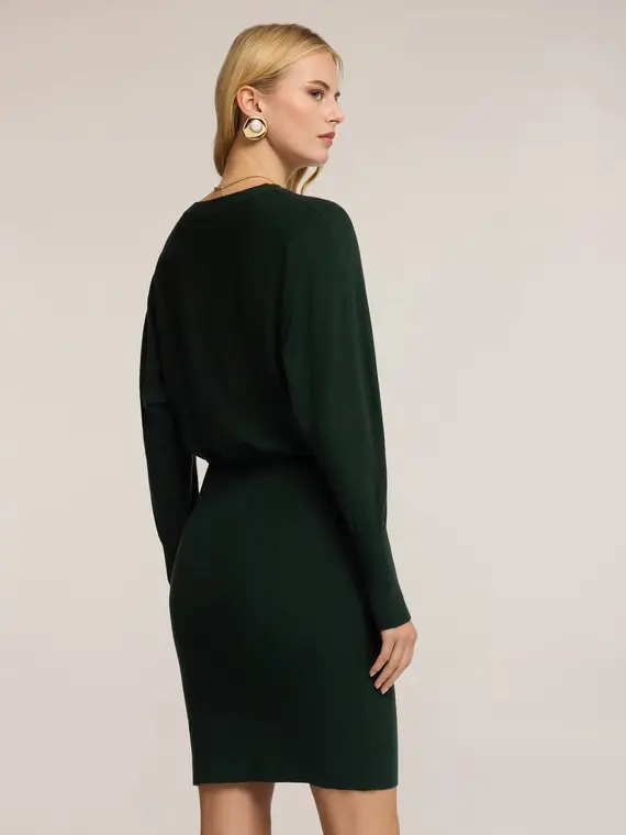 Vestito in maglia con maniche kimono Donna, Verde miniatura 2