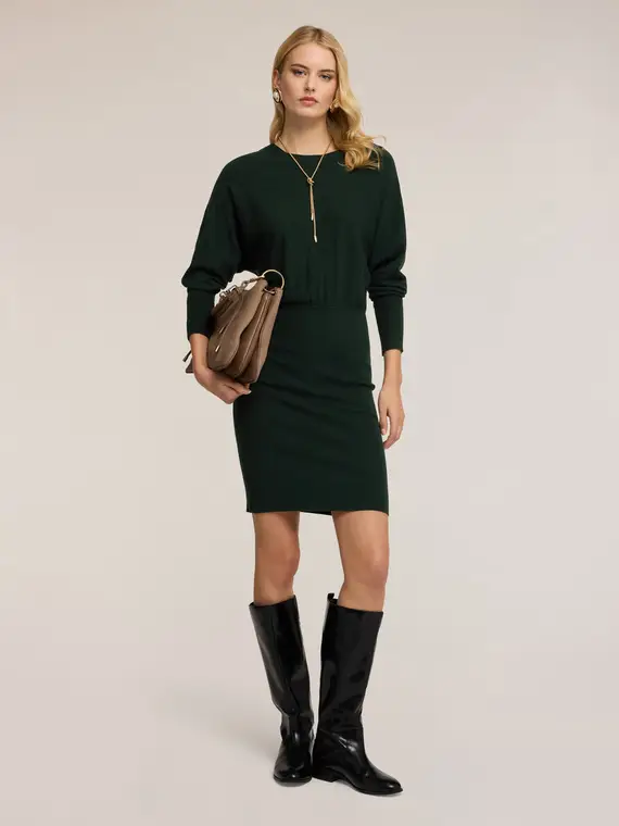 Vestito in maglia con maniche kimono Donna, Verde miniatura 3