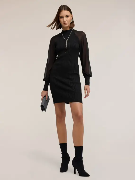 Vestito in maglia con maniche raglan Donna, Nero