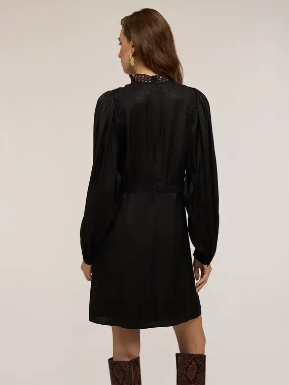 Vestito jacquard con collo alto Donna, Nero miniatura 2