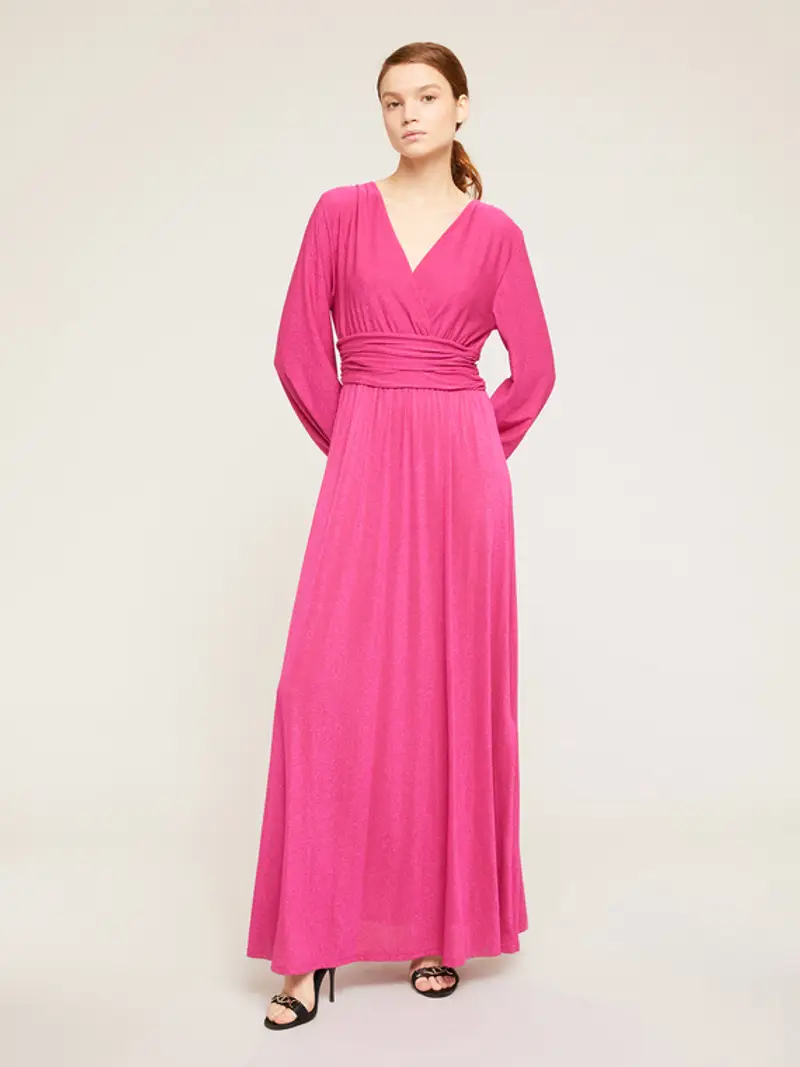 Motivi Vestito lungo drappeggiato in jersey lurex Donna, Fucsia, Taglia 44 miniatura 2