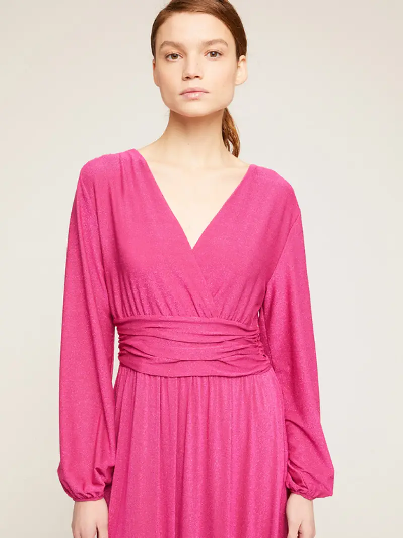 Motivi Vestito lungo drappeggiato in jersey lurex Donna, Fucsia, Taglia 44 miniatura 3