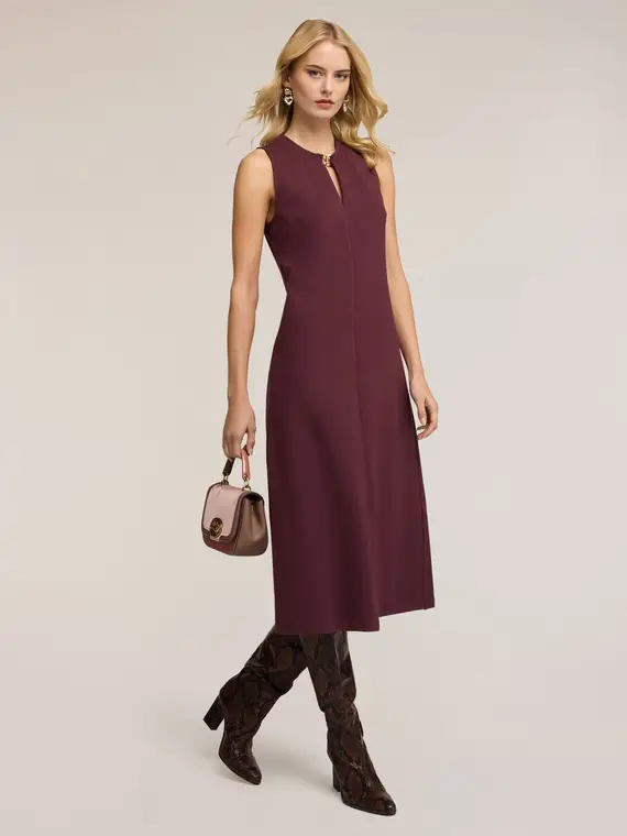 Vestito midi con passante in metallo Donna, Bordeaux miniatura 3