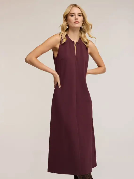 Vestito midi con passante in metallo Donna, Bordeaux miniatura 2