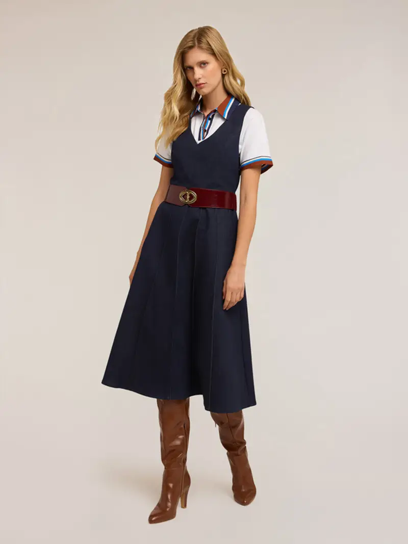 Vestito midi in denim Donna, Blu