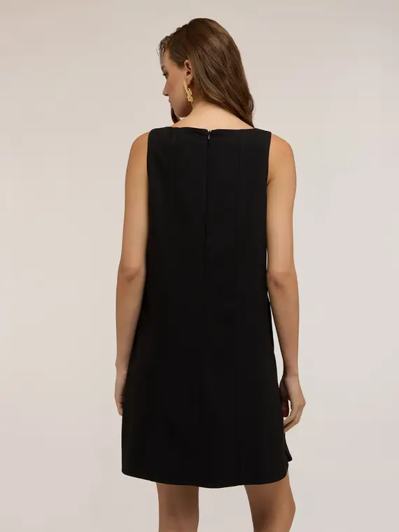 Vestito regular con cut-out in crepe Donna, Nero miniatura 2