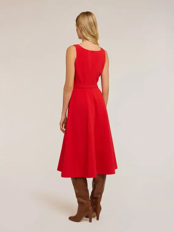 Vestito svasato con passante metallico Donna, Rosso miniatura 2