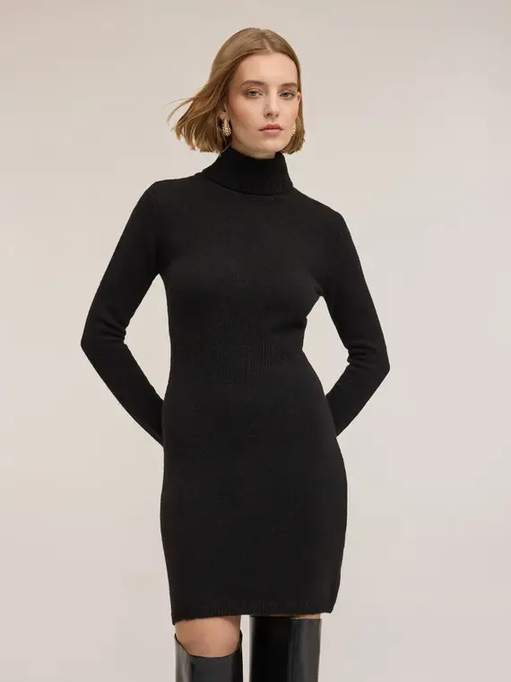 Vestito tubino in maglia misto lana Donna, Nero