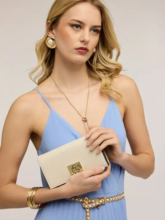 Wallet Bag effetto rettile Donna, Beige