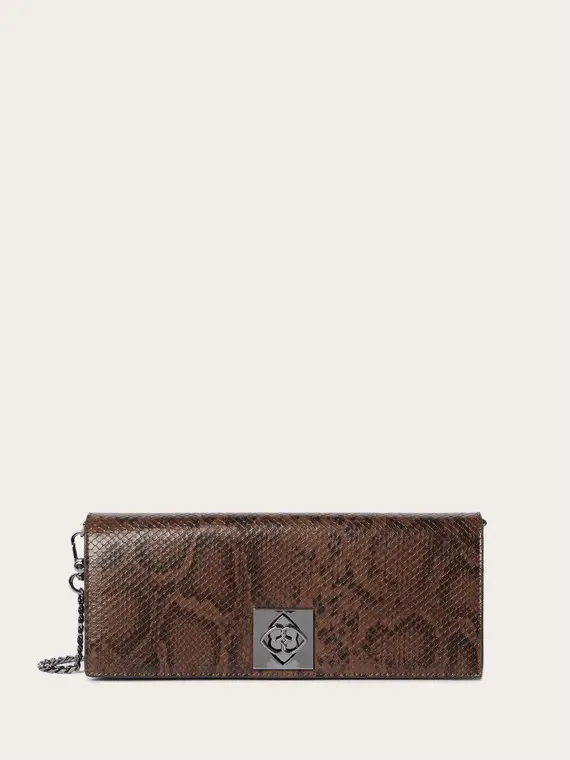 Wallet Bag effetto rettile Donna, Marrone