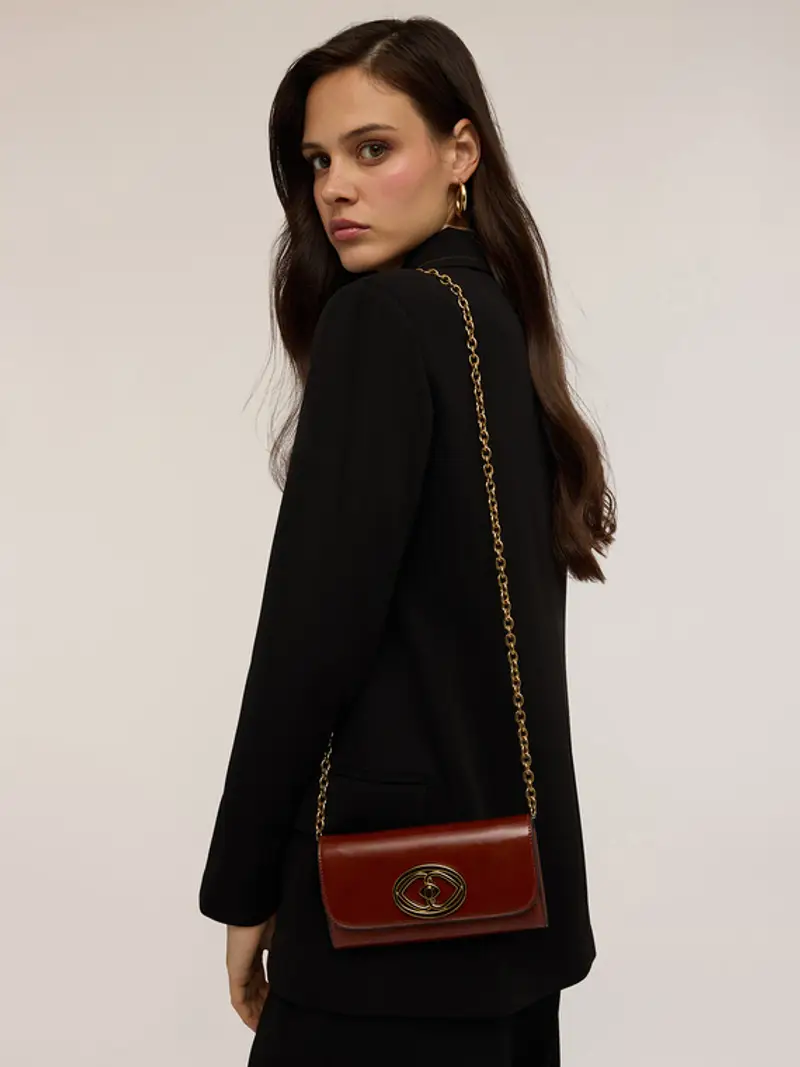 Wallet Bag in tessuto spalmato Donna, Bordeaux