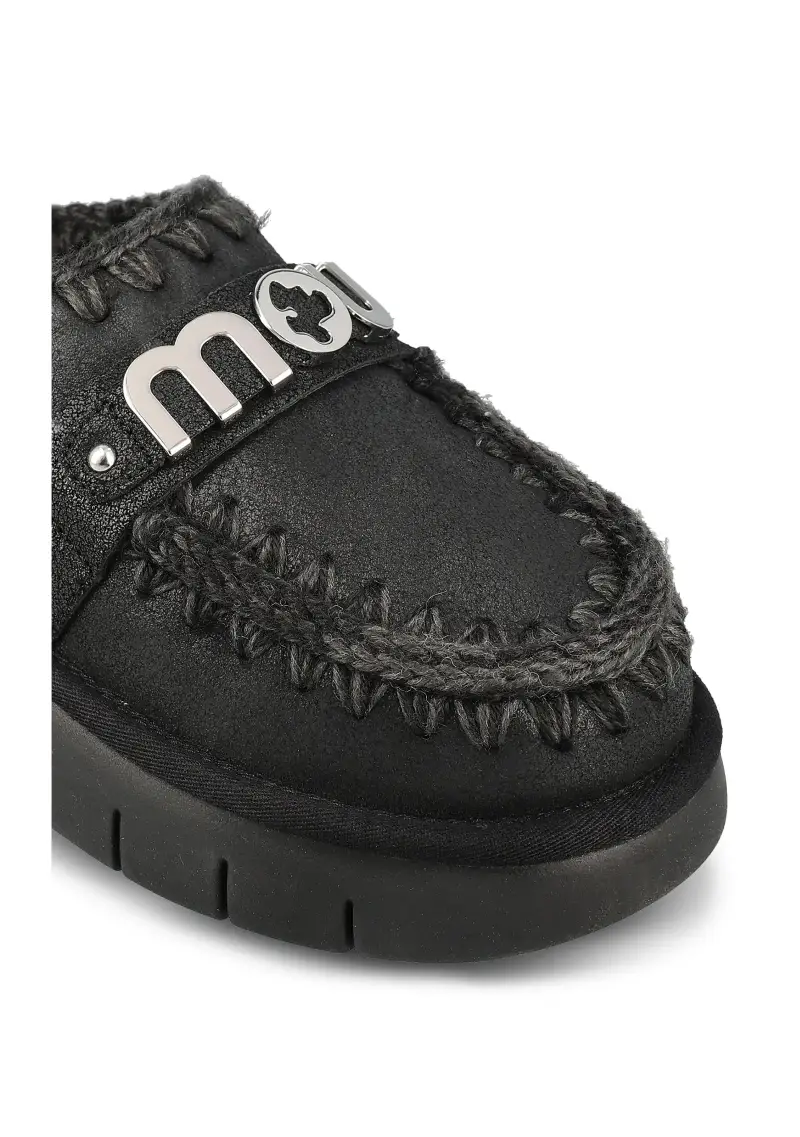 Mou Ciabatta Donna in pelle nera miniatura 2