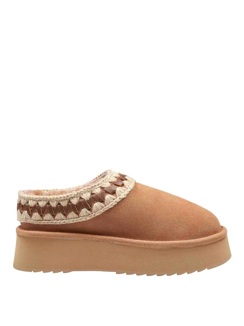 Clog Platform In Camoscio Colore Savana Beige