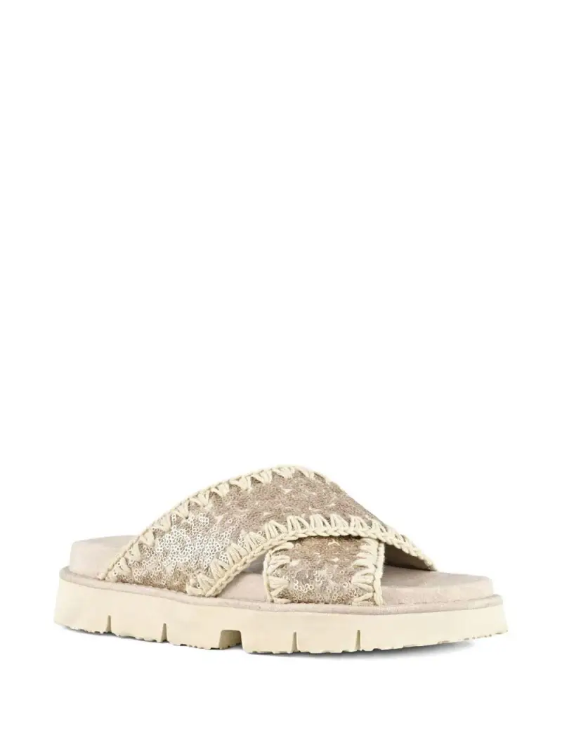 Criss-cross bio sandal microsequins rosa perlato miniatura 2