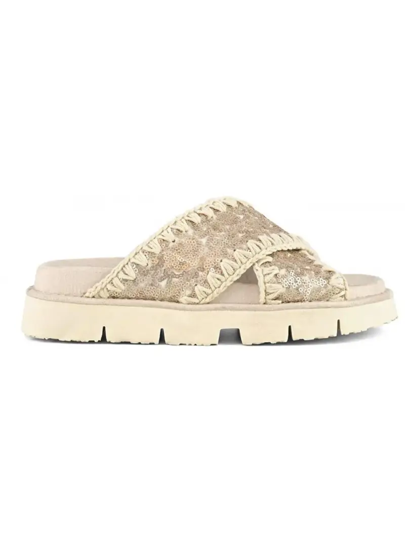 Criss-cross bio sandal microsequins rosa perlato