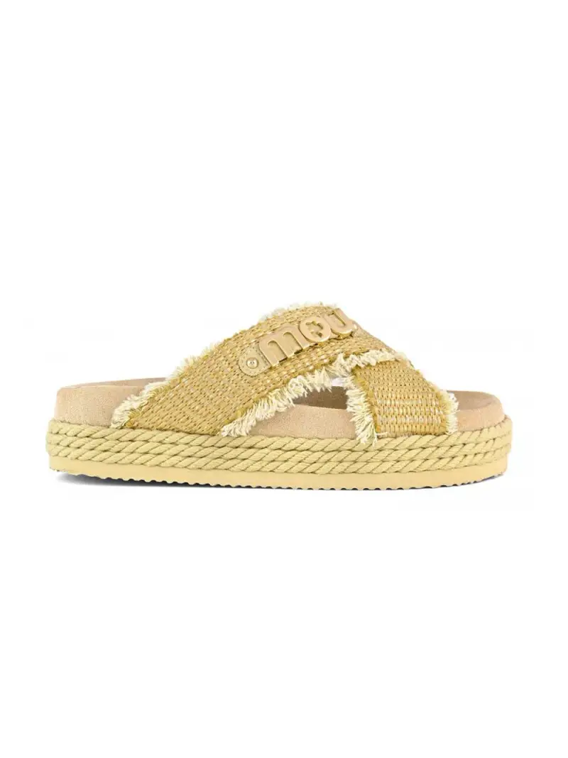 Criss-cross rope raffia sandal rafia metal