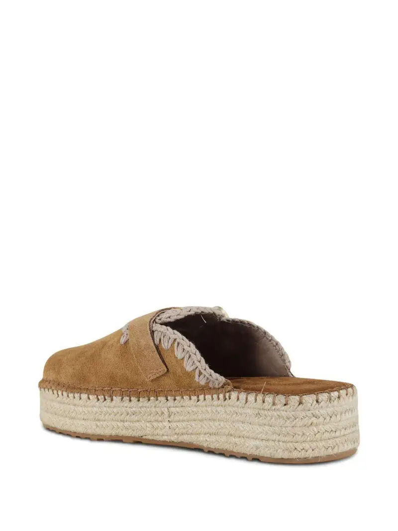 Jute clog plain suede cognac miniatura 2