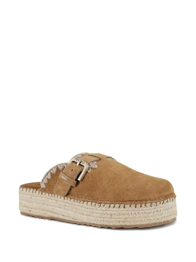 Jute clog plain suede cognac miniatura 3