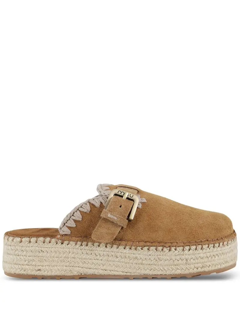 Jute clog plain suede cognac