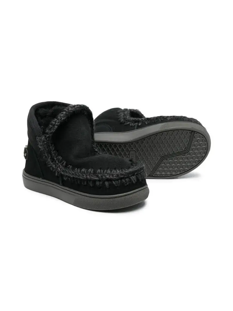 Stivaletti Invernali Neri con Cuciture a Uncinetto Nero miniatura 2