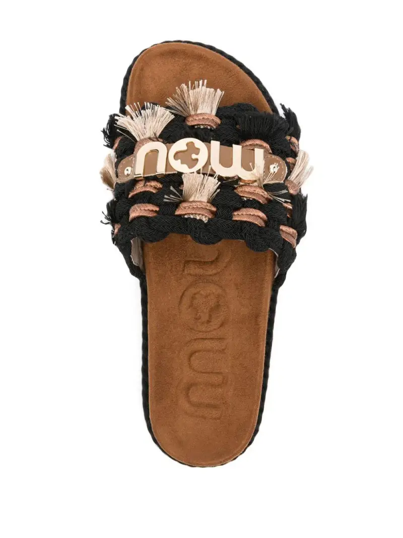 Monoband rope sandal fringes nero miniatura 2
