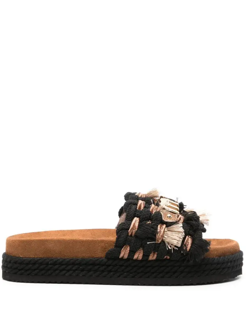 Monoband rope sandal fringes nero miniatura 3