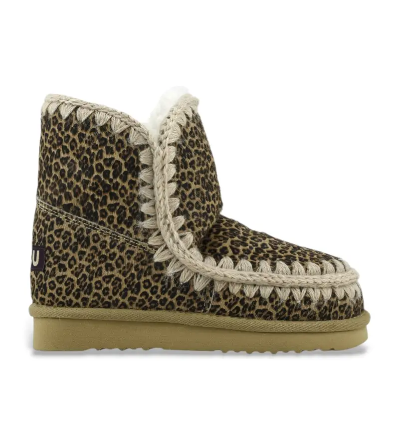 per donna. MU.FW101001D Stivali in pelle di cavallino con stampa animalier Eskimo 18 (36), Basso, Nessuno, Casual, Animal Print, Neve