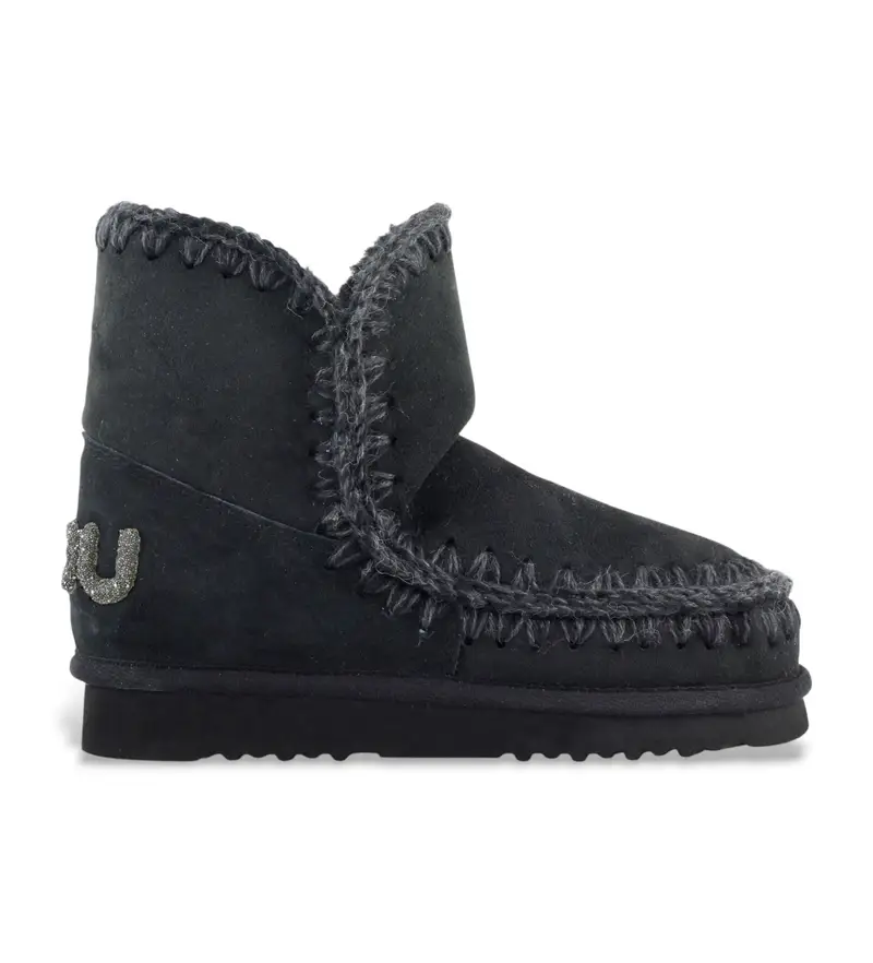 per donna. MU.FW101050A Stivaletti Eskimo 18 Glitter Logo in pelle nera (36), Nero, 5 a 8cm, Nessuno, Casual