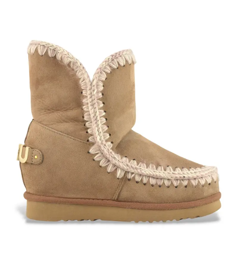 per donna MU FW121013A Eskimo inner wedge short suede - letter logo (38), Pelle, Marrone, 5 a 8cm, Nessuno, Casual