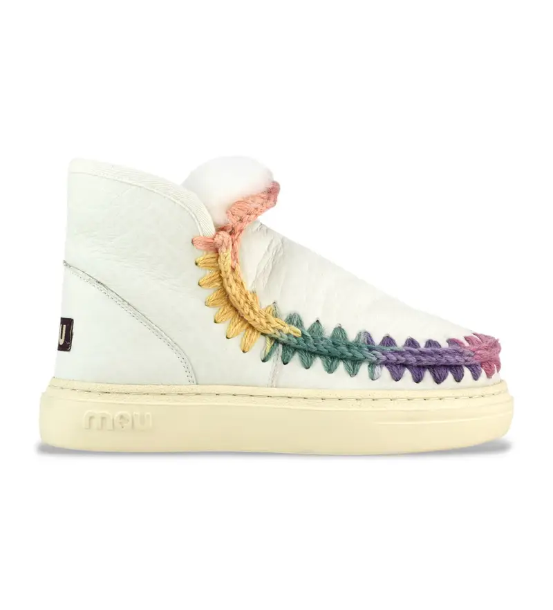 per donna MU FW411007B Eskimo sneaker bold rainbow stitching (37), Pelle, Beige, più di 10cm, Nessuno, Casual