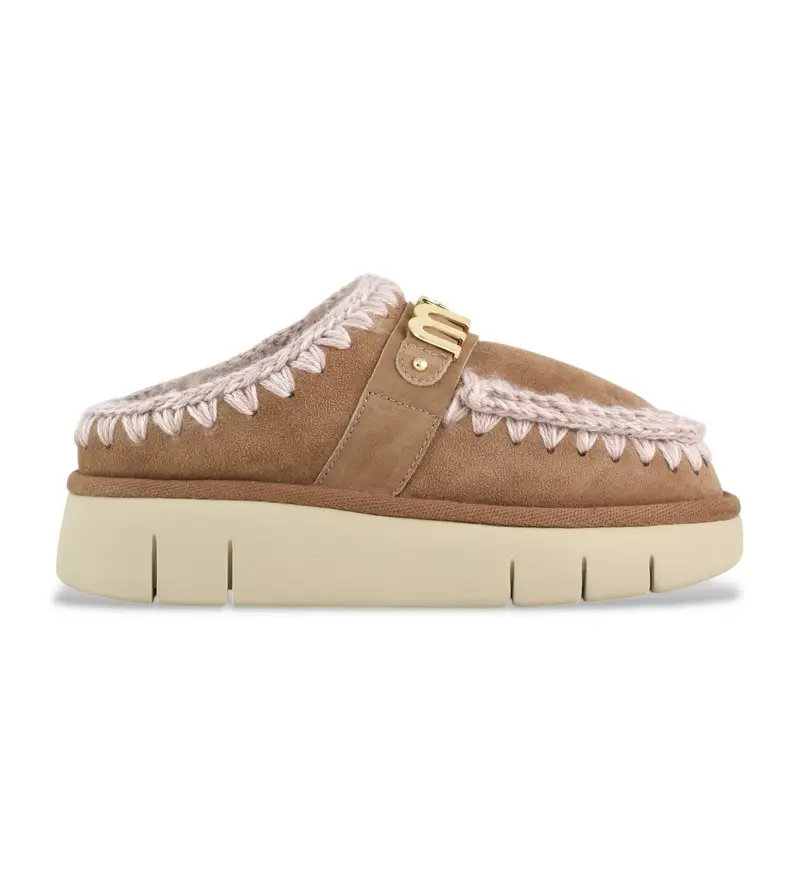 per donna MU FW531001A Bounce clog suede - letter logo (37), Pelle, Marrone, 3 a 5cm, Nessuno, Casual