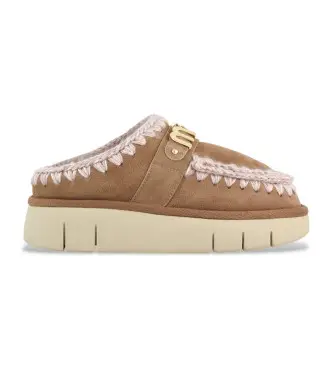 per donna MU FW531001A Bounce clog suede - letter logo (38), Pelle, Marrone, 3 a 5cm, Nessuno, Casual
