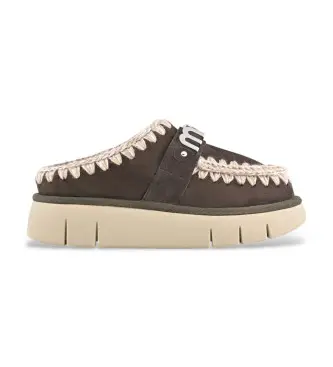 per donna MU FW531001A Bounce clog suede - letter logo (38), Pelle, Marrone, Basso, Nessuno, Casual