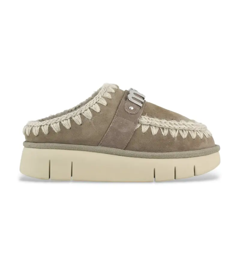 per donna MU FW531001A Zoccoli in pelle Bounce, marrone verdastro (37), 3 a 5cm, Nessuno, Casual
