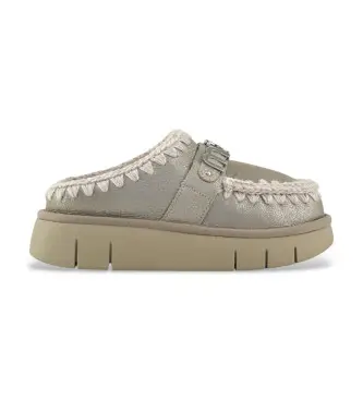 per donna MU FW531001B Bounce clog special leather - letter logo (38), Pelle, 3 a 5cm, Nessuno, Casual, Grigio