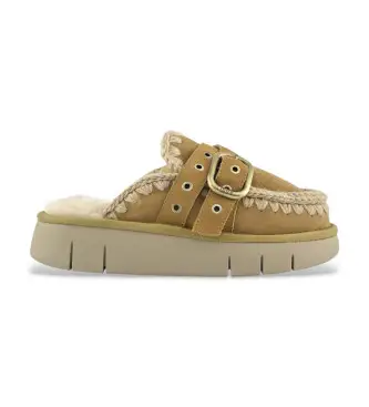 per donna MU FW531030A Bounce clog buckle straps (37), Pelle, Marrone, 3 a 5cm, Nessuno, Casual