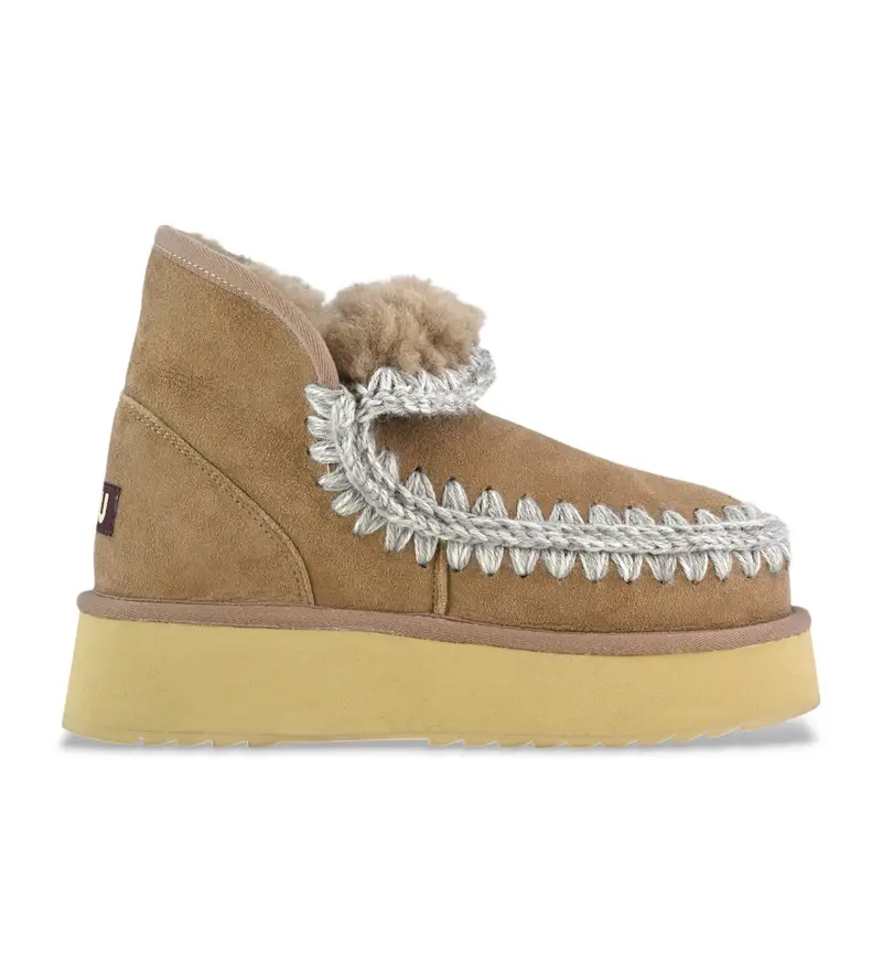 per donna MU FW681000A Mini eskimo platform boot suede (36), Pelle, Marrone, 8 a 10cm, Nessuno, Casual, Taupe