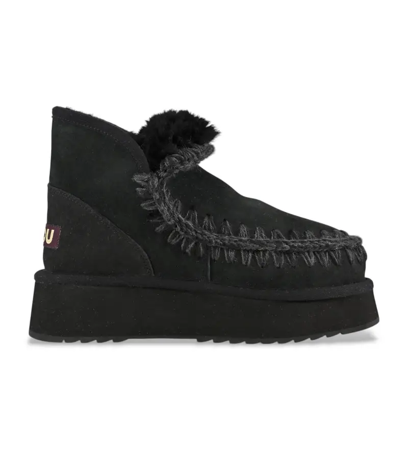 per donna MU FW681000A Mini eskimo platform boot suede (39), Pelle, Nero, 8 a 10cm, Nessuno, Casual