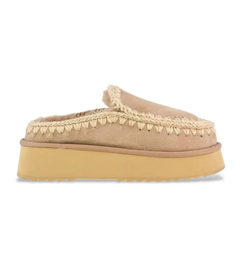 per donna MU FW681004A Clog eskimo platform suede (37), Pelle, Beige, più di 10cm, Nessuno, Casual