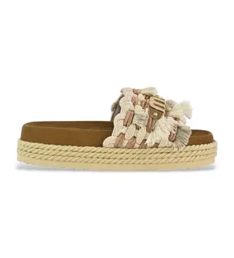 per donna MU SW451008K Sandali beige a fascia singola (36), 1 a 3 cm, Nessuno, Casual