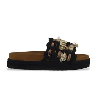 per donna MU SW451008K Sandali neri a fascia singola (36), Nero, 1 a 3 cm, Nessuno, Casual
