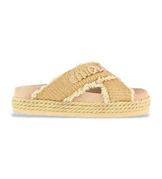 per donna MU SW451009K Sandali in rafia beige (36), 1 a 3 cm, Nessuno, Casual