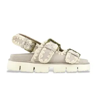 per donna MU SW461003A Sandali Bio Two Buckles in camoscio grigio (36), 3 a 5cm, Fibbia, Casual