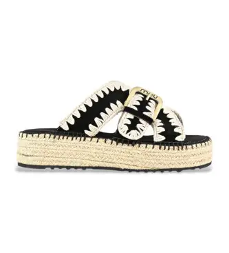 per donna MU SW641003A Sandali in juta nera (36), Nero, 3 a 5cm, Nessuno, Casual Pelle