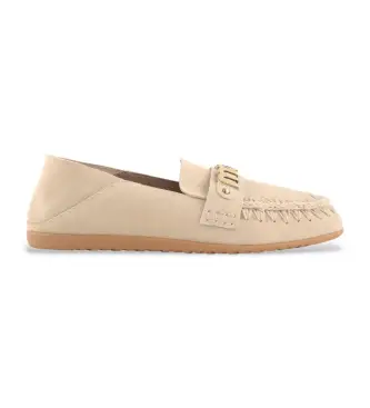 per donna MU SW731012A Mocassini slip-on in camoscio beige (36), Basso, Nessuno, Casual