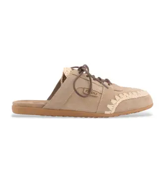 per donna MU SW731013A Pantofole Sabot in pelle scamosciata beige (36), Basso, Camoscio, Stringhe, Casual
