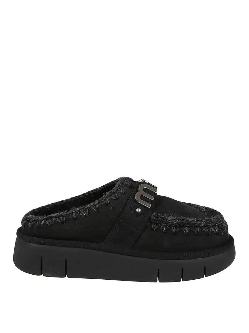 Sabot con placca logo Nero