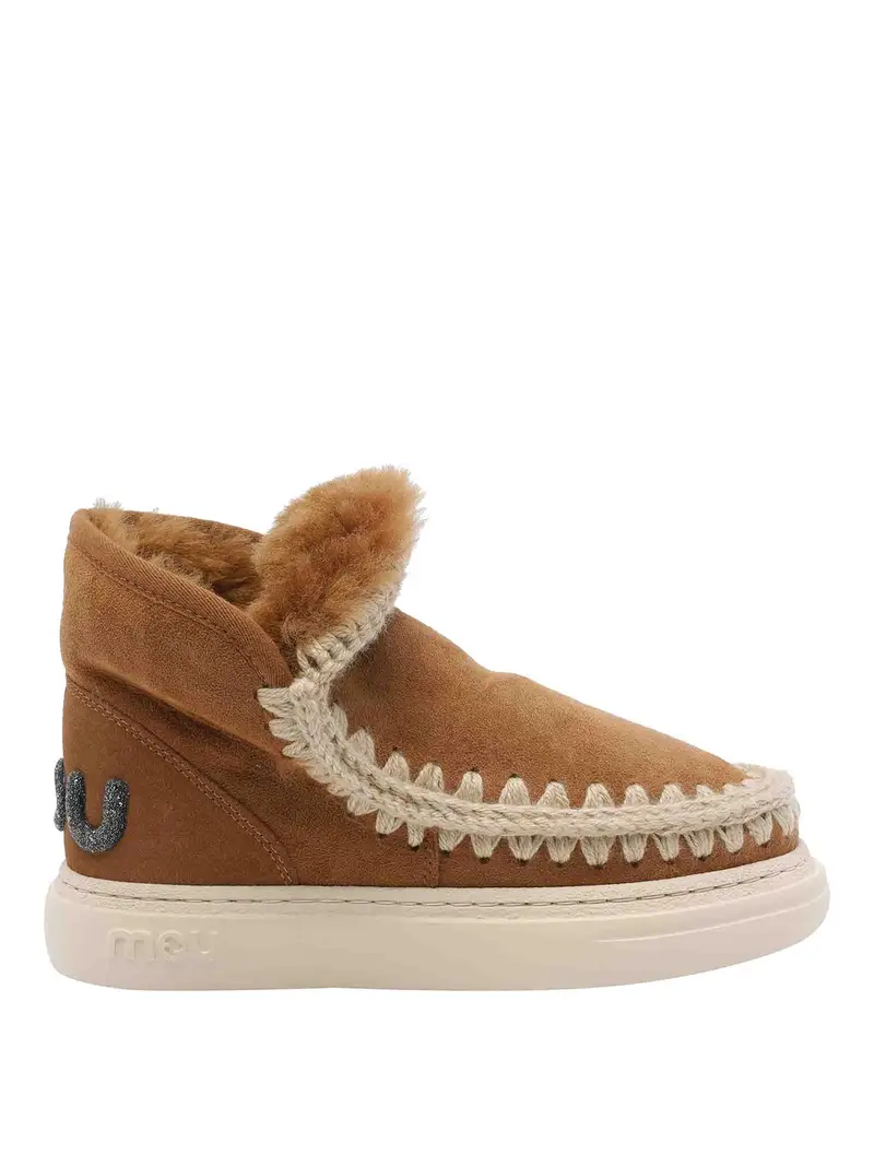 Scneaker Eskimo con logo glitterato Marrone