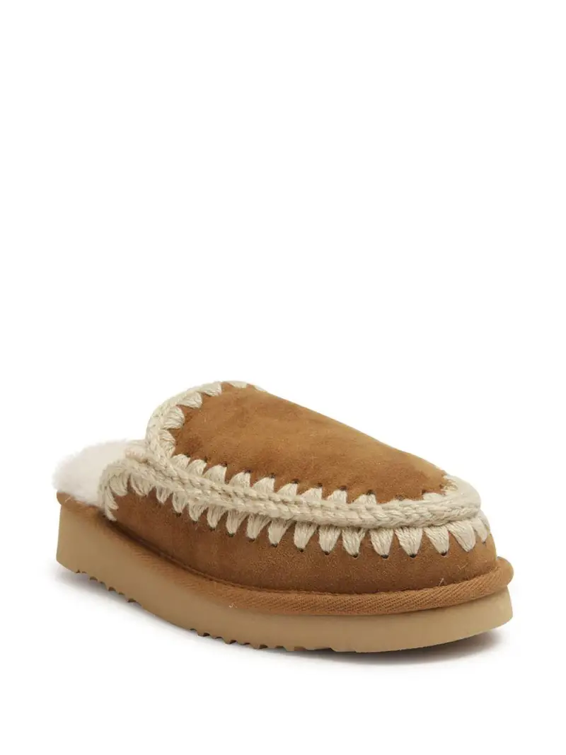 Slippers con finitura crochet Cognac miniatura 3